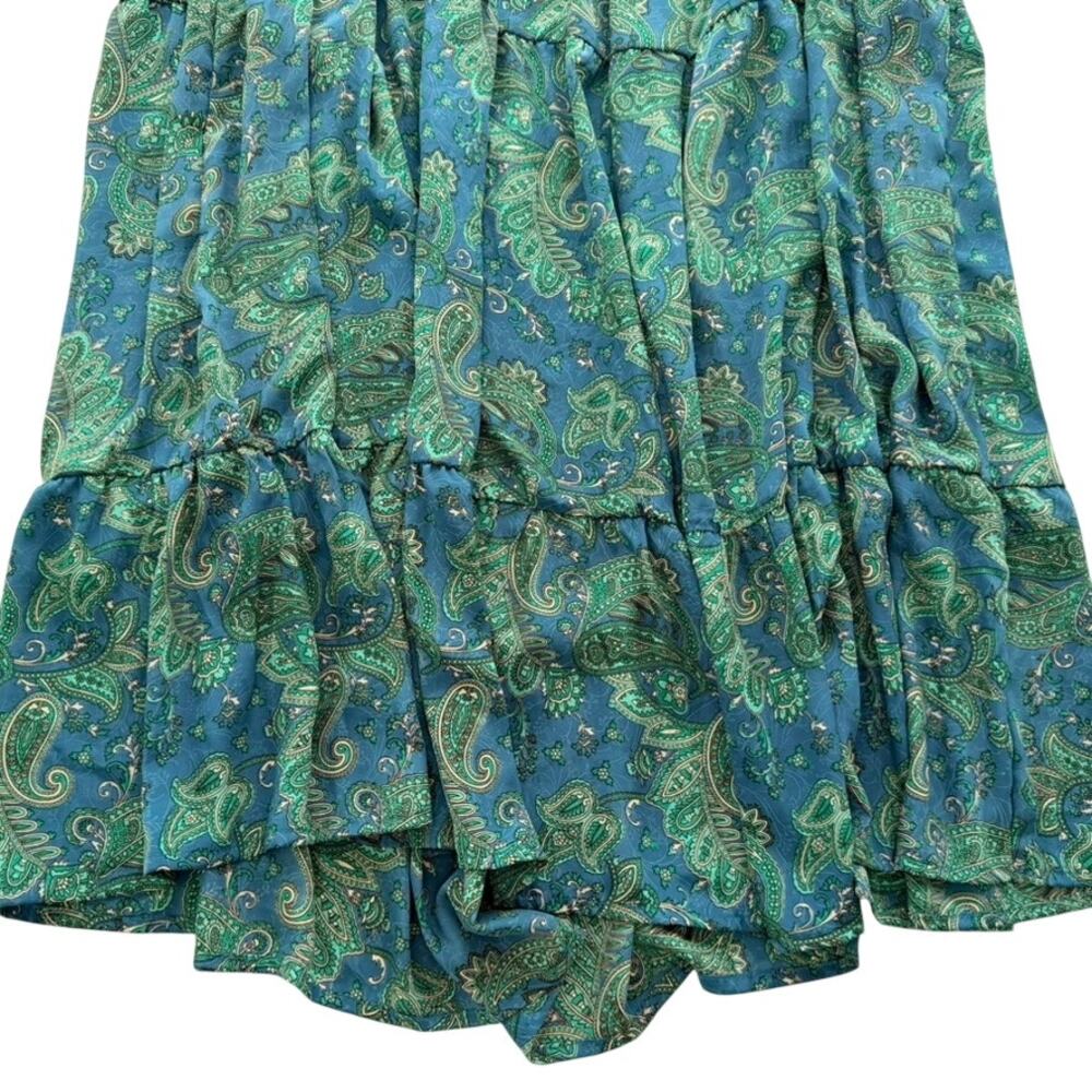 Paani Teal Floral Paisley Print Teal Green Blue Midi Dress Size Medium Sundress - Picture 4 of 5